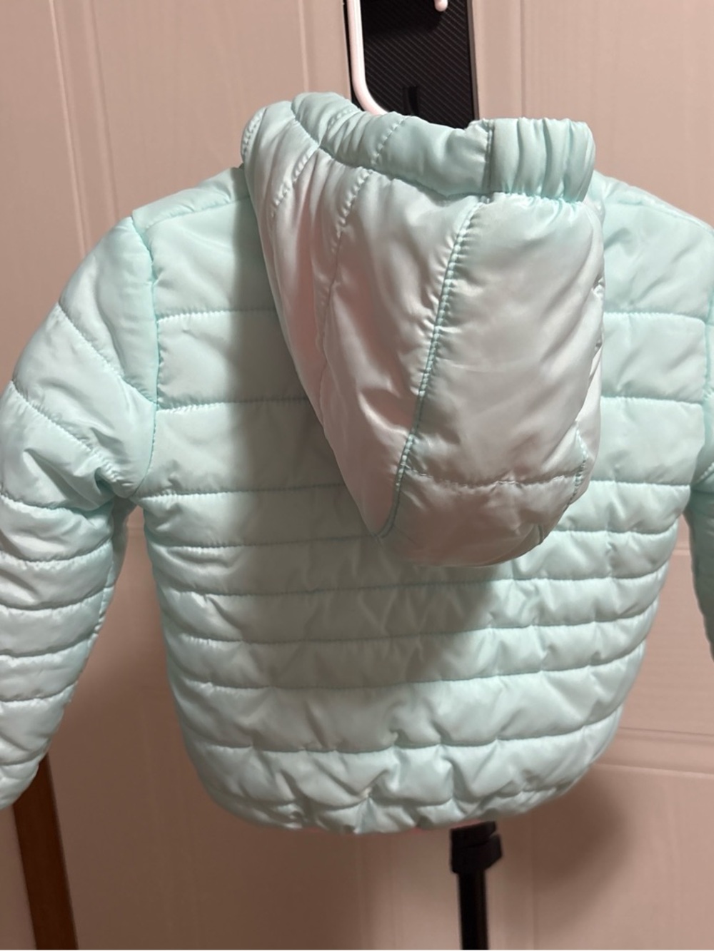 Nike Kids Mint Blue Puffer Jacket with Pink Trim - Picture 3 of 3